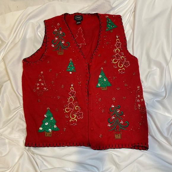 Vintage Red Christmas Sweater Vest 1X - Picture 4 of 4